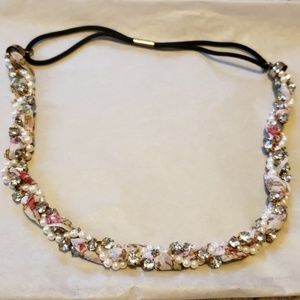 Headband- Pearl/Rhinestone/Floral Fabric